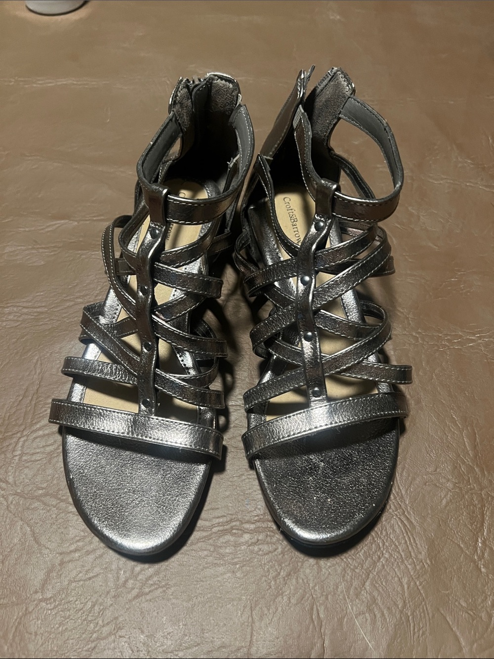 Croft & Barrow Metallic Silver Strappy Gladiator Sandals - Women's